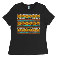 Black sunflowers leopard cowhide turquoise Ladies Tee - BarkalooDesign