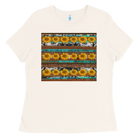 Bone sunflowers leopard cowhide turquoise Ladies Tee - BarkalooDesign