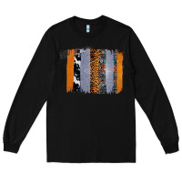 Black Western Cowhide Glitter Aztec Leopard Pattern Brushstroke Long Sleeve Tee - Bettercallsaul
