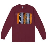 Burgundy Western Cowhide Glitter Aztec Leopard Pattern Brushstroke Long Sleeve Tee - Bettercallsaul