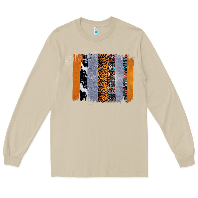 Western Cowhide Glitter Aztec Leopard Pattern Brushstroke Long Sleeve Tee by Bettercallsaul | Teevron