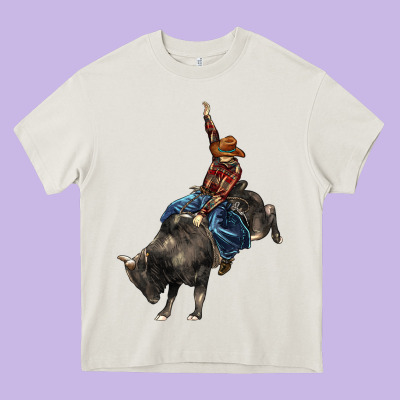 Western Rodeo Bullfighter Heavy Core Tee Designed By Barkaloodesign