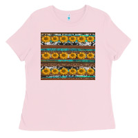 Bubblegum Pink sunflowers leopard cowhide turquoise Ladies Tee - BarkalooDesign