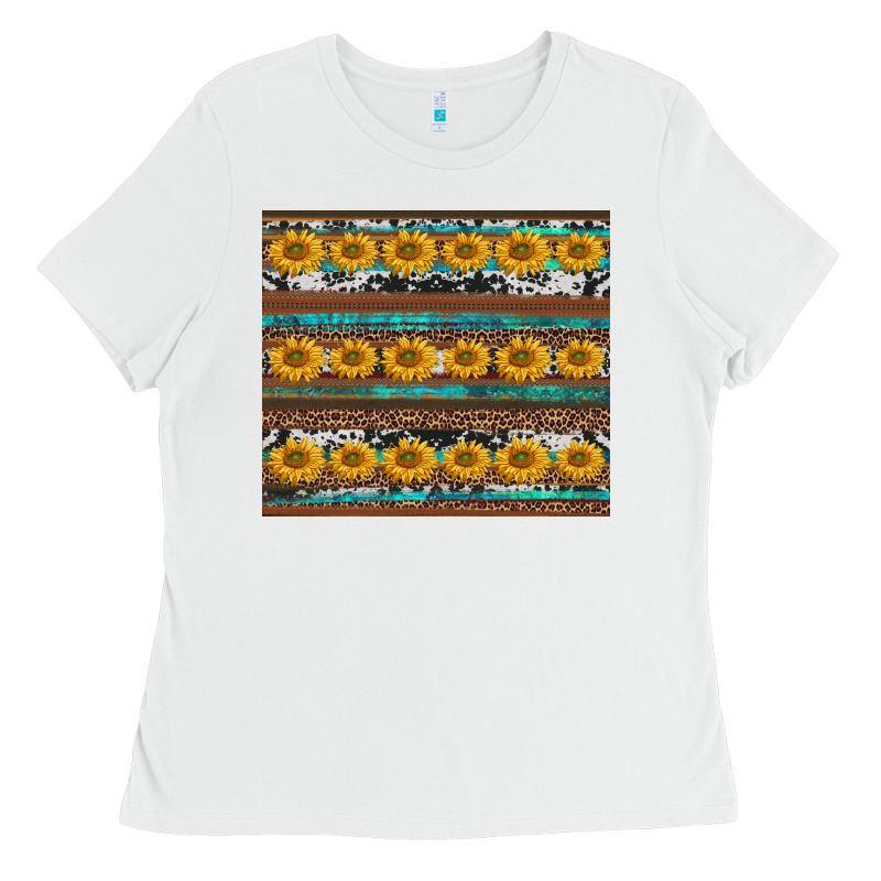 Sunflowers Leopard Cowhide Turquoise Ladies Tee by BarkalooDesign | Teevron