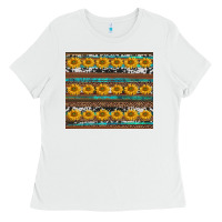 White sunflowers leopard cowhide turquoise Ladies Tee - BarkalooDesign