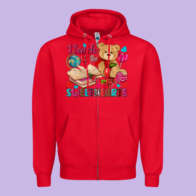 I Teach Sweethearts Valentine's Day Zipper Hoodie Designed By Howdyjamesfarm