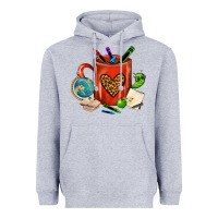 Heather Grey teacher crayons coffee mug Heavyweight Hoodie - FaDigitalArtStudio