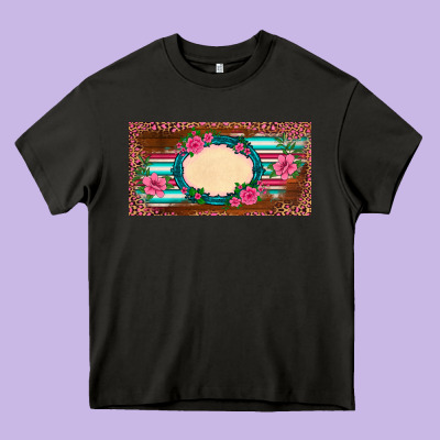 Western Pink Flovers Leopard Serape   License Plate Template Heavy Core Tee Designed By Barkaloodesign