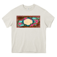 Cream western pink flovers leopard serape   license plate template Heavy Core Tee - BarkalooDesign