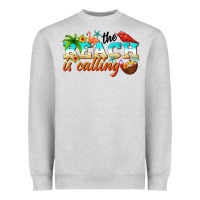 Heather Grey the beach is calling Heavyweight Sweatshirt - NancyCooperArtShop