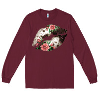 Burgundy Cowhide And Flowers Lips Long Sleeve Tee - Bettercallsaul