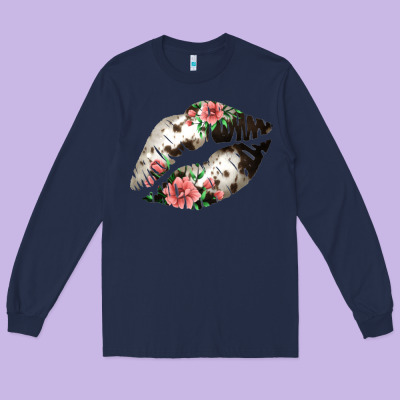 Cowhide And Flowers Lips Long Sleeve Tee Designed By Bettercallsaul