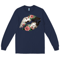 Navy Cowhide And Flowers Lips Long Sleeve Tee - Bettercallsaul