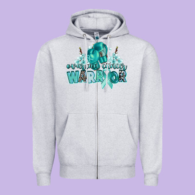 Ovarian Cancer Warrior Zipper Hoodie Designed By Cowgirlartshop