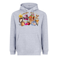 Heather Grey Lunch Lady Coffee Cups Heavyweight Hoodie - FaDigitalArtStudio