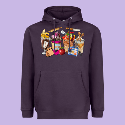 Lunch Lady Coffee Cups Heavyweight Hoodie Designed By Fadigitalartstudio