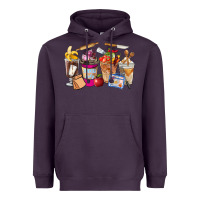 Plum Lunch Lady Coffee Cups Heavyweight Hoodie - FaDigitalArtStudio