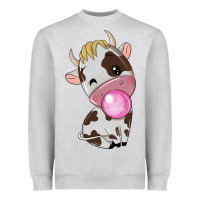 Heather Grey cute cow Heavyweight Sweatshirt - texasbilliewilder