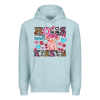Blue Mist hogs and kisses pig  olivia Premium Hoodie - OliviaCreatesArt