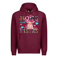 Burgundy hogs and kisses pig  olivia Premium Hoodie - OliviaCreatesArt