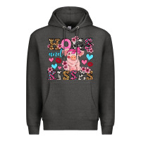 Charcoal Heather hogs and kisses pig  olivia Premium Hoodie - OliviaCreatesArt