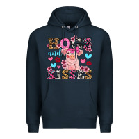 Navy hogs and kisses pig  olivia Premium Hoodie - OliviaCreatesArt