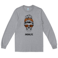 Heather Grey Brown Glitter, Western Vintage Patterned Mom Skull Long Sleeve Tee - Bettercallsaul