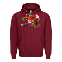 Burgundy christmas joy  gnome Zipper Hoodie - CowGirlArtShop