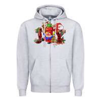 Heather Grey christmas joy  gnome Zipper Hoodie - CowGirlArtShop