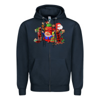 Navy christmas joy  gnome Zipper Hoodie - CowGirlArtShop