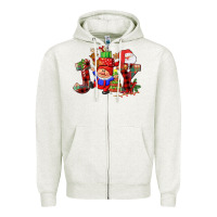 Oatmeal Heather christmas joy  gnome Zipper Hoodie - CowGirlArtShop