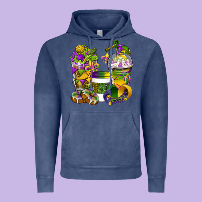Mardi Gras Coffee Cups Vintage Hoodie Designed By Bundleandbundleshop
