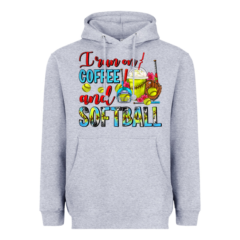 I Run On Coffee And Softball Frappe Heavyweight Hoodie by FaDigitalArtStudio | Teevron