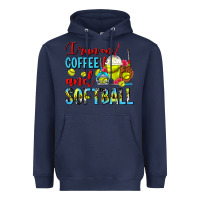 Navy I Run On Coffee And Softball Frappe Heavyweight Hoodie - FaDigitalArtStudio