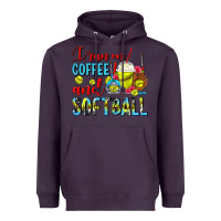 Plum I Run On Coffee And Softball Frappe Heavyweight Hoodie - FaDigitalArtStudio