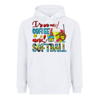 White I Run On Coffee And Softball Frappe Heavyweight Hoodie - FaDigitalArtStudio