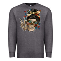 Charcoal Heather American Mother skull Premium Sweatshirt - FaDigitalArtStudio