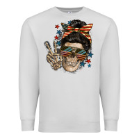 Dove Grey American Mother skull Premium Sweatshirt - FaDigitalArtStudio