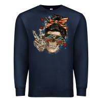 Navy American Mother skull Premium Sweatshirt - FaDigitalArtStudio