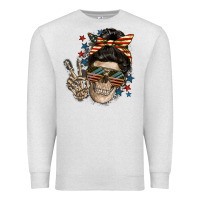 Oatmeal Heather American Mother skull Premium Sweatshirt - FaDigitalArtStudio