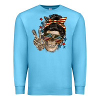Ocean Blue American Mother skull Premium Sweatshirt - FaDigitalArtStudio
