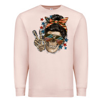Pale Pink American Mother skull Premium Sweatshirt - FaDigitalArtStudio
