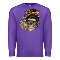 Purple American Mother skull Premium Sweatshirt - FaDigitalArtStudio