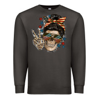 Smoke American Mother skull Premium Sweatshirt - FaDigitalArtStudio