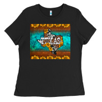 Black sunflowers cowhide leopard texas map Ladies Tee - BarkalooDesign