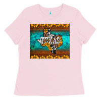 Bubblegum Pink sunflowers cowhide leopard texas map Ladies Tee - BarkalooDesign