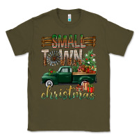 Army Green Small Town Christmas With Truck Classic Tee - BundleAndBundleShop