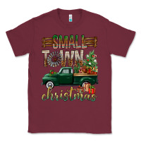 Burgundy Small Town Christmas With Truck Classic Tee - BundleAndBundleShop