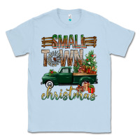 Dusty Blue Small Town Christmas With Truck Classic Tee - BundleAndBundleShop