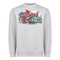 Heather Grey blessed teacher school Heavyweight Sweatshirt - NancyCooperArtShop
